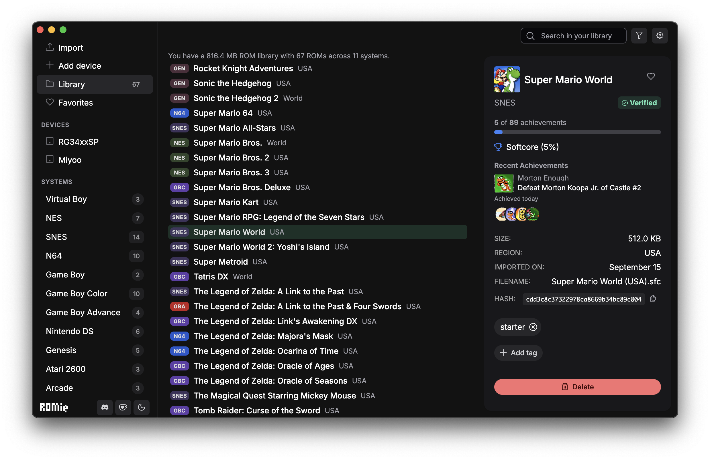 ROMie app screenshot